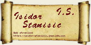 Isidor Stanišić vizit kartica